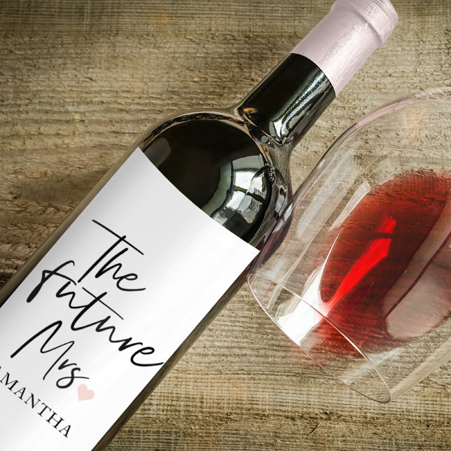 The Future Mrs and Your Name | Modern Beauty Gift Wine Label (Creator Uploaded)