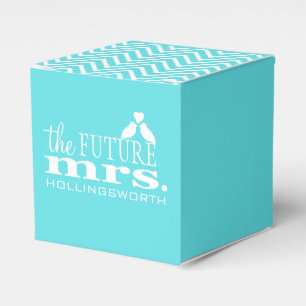 The Future Mrs. Aqua Blue Chevron Bridal Shower Favour Box