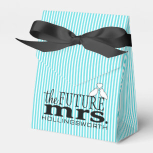 The Future Mrs. Aqua Blue Stripes Bridal Shower Favour Box