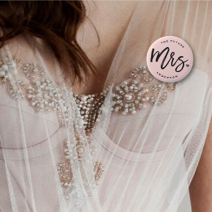 The Future Mrs. Brush Script Diamond Bridal Party 6 Cm Round Badge