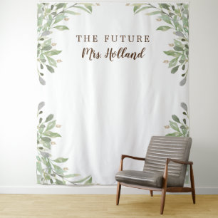 The Future Mrs Greenery Bridal Shower banner Tapestry