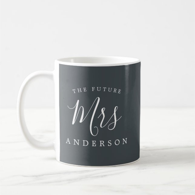 The Future Mrs Off-Black Engagement Gift Coffee Mug (Left)