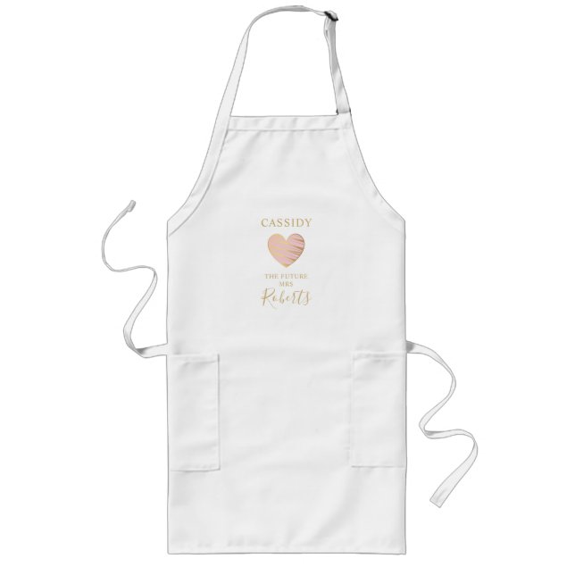 The Future MRS Quote Pink & Gold Heart Effect Long Apron (Front)