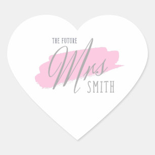 The Future Mrs Smith Heart Sticker - Grey & Pink