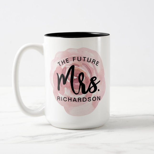 The Future Mrs. Watercolor Floral Mug (Left)