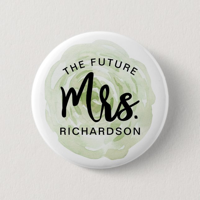 The Future Mrs. Watercolor Floral Pin (Front)