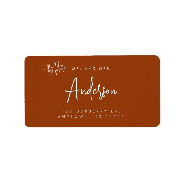 The Future Terracotta Wedding Return Address Label (Front)