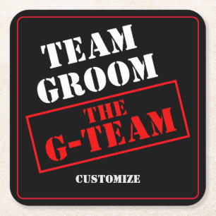 The G-Team Team Groom Square Paper Coaster