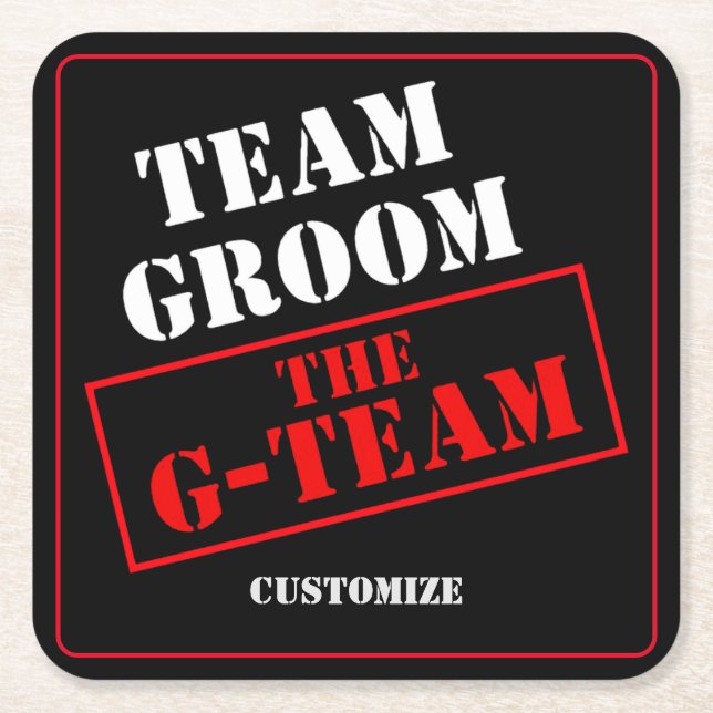 The G-Team Team Groom Square Paper Coaster (Front)