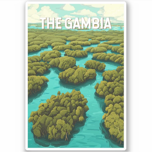 The Gambia Illustration Travel Art Vintage (Front)