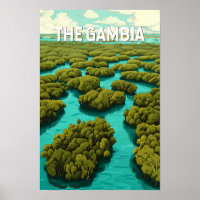 The Gambia Illustration Travel Art Vintage