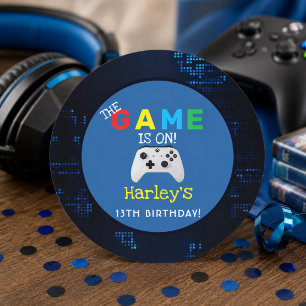 The Game Is On! Custom Photo Video Game Birthday Classic Round Sticker