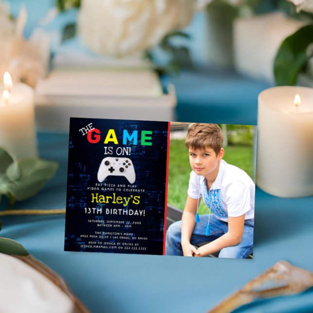 The Game Is On! Custom Photo Video Game Birthday Invitation (Creator Uploaded)