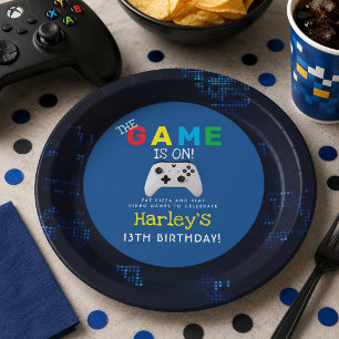 The Game Is On! Custom Photo Video Game Birthday Paper Plate
