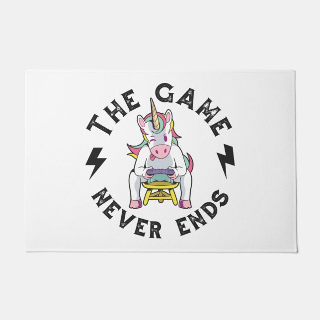 The Game never ends for Unicorns Doormat (Front)