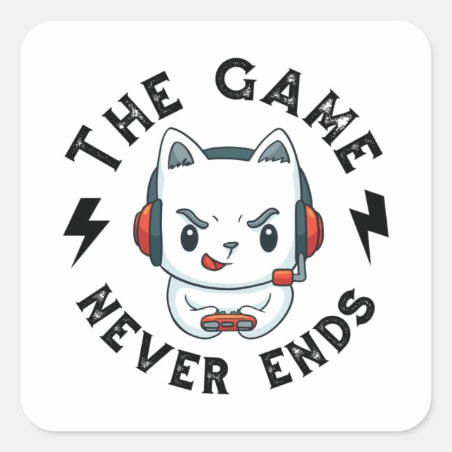The Game never ends Square Sticker (Front)