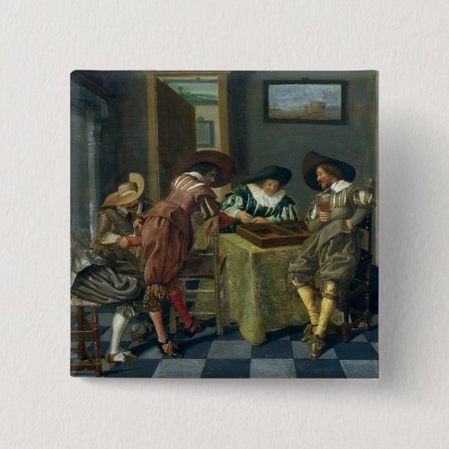 The Game of Backgammon 15 Cm Square Badge (Front)