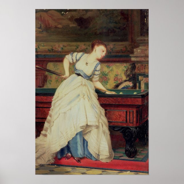 The Game of Billiards, 19th century Poster (Front)