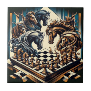 The game of knights – chess meets fantasy ceramic tile