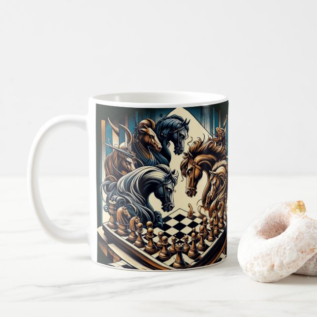 The game of knights – chess meets fantasy coffee mug (With Donut)