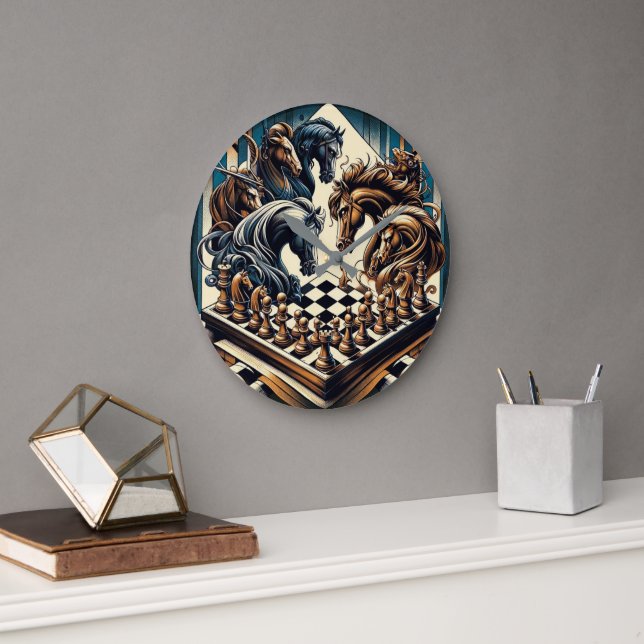 The game of knights – chess meets fantasy large clock (Office)