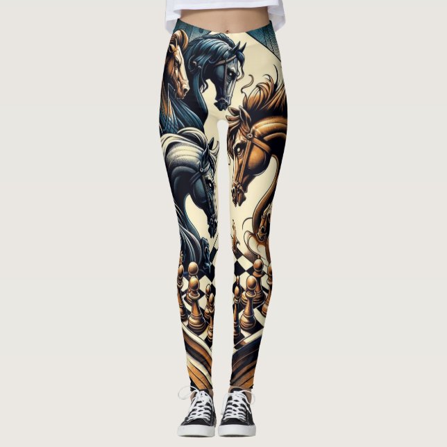 The game of knights – chess meets fantasy leggings (Front)