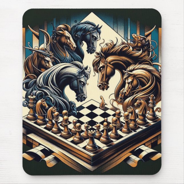 The game of knights – chess meets fantasy mouse pad (Front)