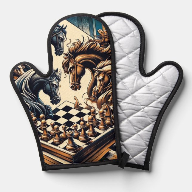 The game of knights – chess meets fantasy oven mitt (Front/Back)