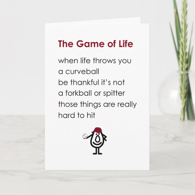 The Game of Life A Funny Get Well Soon Poem Thank You Card (Front)