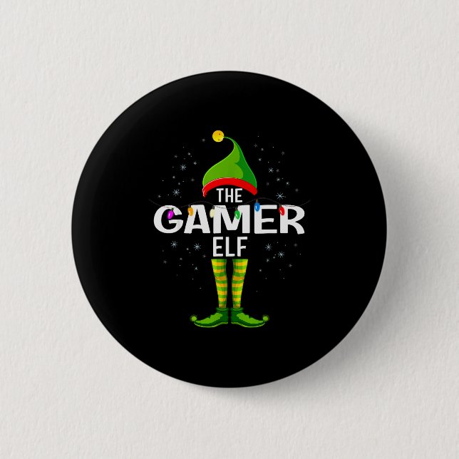 The Gamer Elf Christmas Group Family Pajama  6 Cm Round Badge (Front)