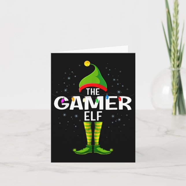 The Gamer Elf Christmas Group Family Pajama  Card (Front)