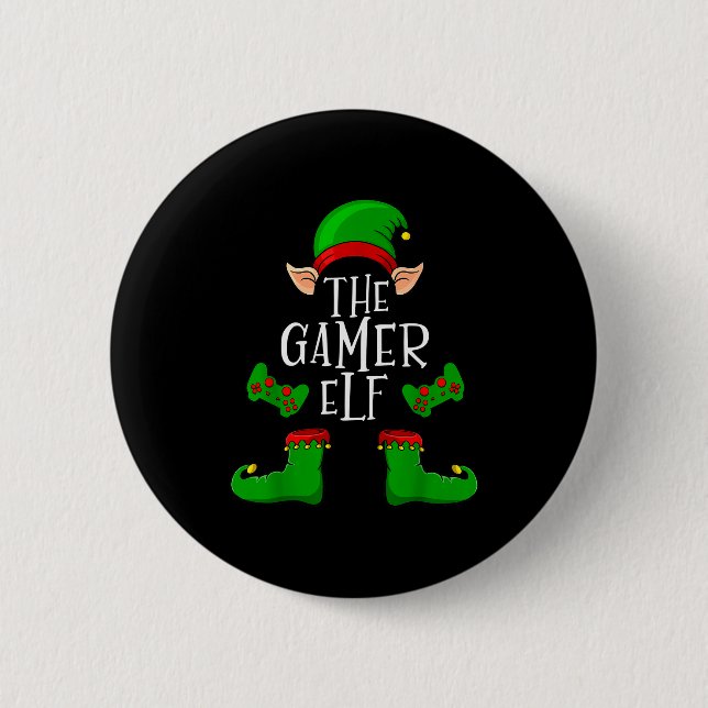 The Gamer Elf Christmas Matching  6 Cm Round Badge (Front)