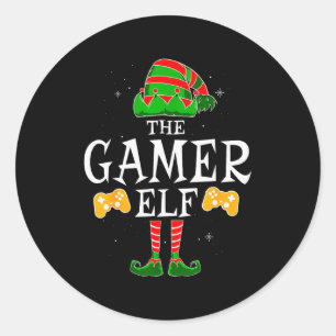 The Gamer Elf Group Matching Family Christmas Holi Classic Round Sticker