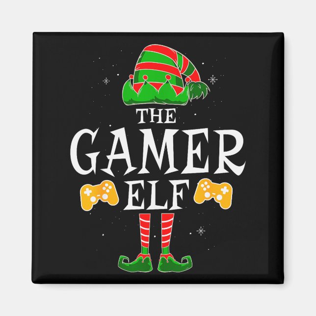 The Gamer Elf Group Matching Family Christmas Holi Magnet (Front)