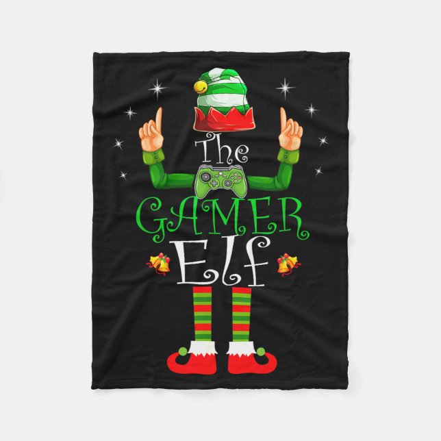 The Gamer Elf Matching Family Christmas Pajama Shi Fleece Blanket (Front)