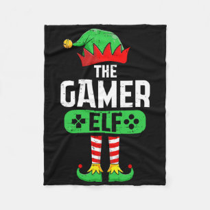 The Gamer Elf Xmas Matching Christmas Family Pajam Fleece Blanket