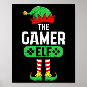 The Gamer Elf Xmas Matching Christmas Family Pajam Poster