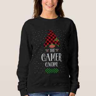 The Gamer gnome Christmas red green plaid pattern Sweatshirt