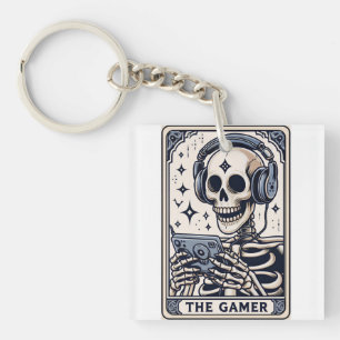 The Gamer Skeleton Tarot Card Shirt Key Ring