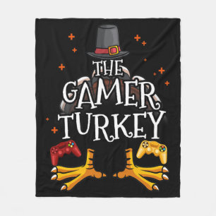 The Gamer Turkey Happy Thanksgiving Video Game Fun Fleece Blanket