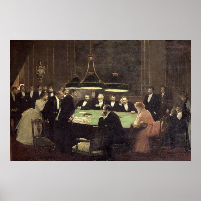 The Gaming Room at the Casino, 1889 Poster (Front)