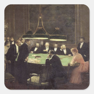 The Gaming Room at the Casino, 1889 Square Sticker