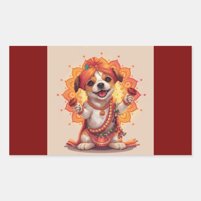 The Garba Guardian Rectangular Sticker (Front)