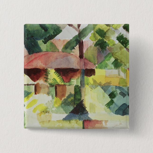 The Garden, 1914 (w/c on paper) 15 Cm Square Badge (Front)