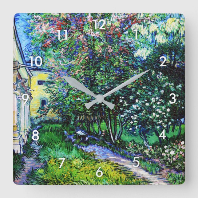 The Garden at the Asylum at Saint-Rémy, Van Gogh Square Wall Clock (Front)