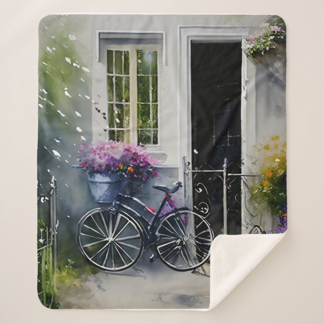 The Garden Bike Sherpa Blanket (Front)