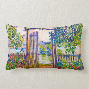 The Garden Gate at Vetheuil Claude Monet Lumbar Cushion