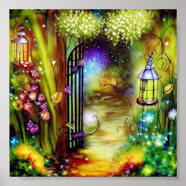 The garden gate ink and water art poster (Front)