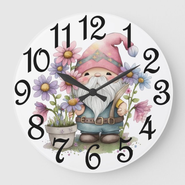 The Garden Gnome Large Clock (Front)