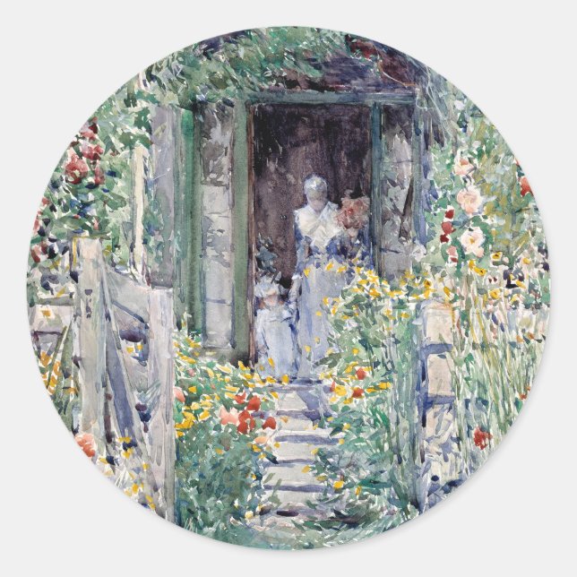 The Garden in Its Glory | Childe Hassam Classic Round Sticker (Front)